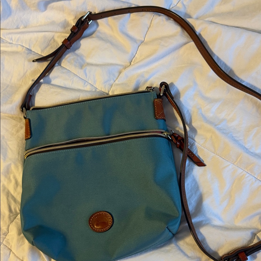 Dooney & Bourke Teal Crossbody Bag with Brown Accents